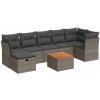 VidaXL 8-dielna súprava záhradného nábytku s podložkami, sivá, polyratan