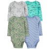 CARTER'S Body dlhý rukáv Blue/Gray Animal chlapec 4ks 3m/vel. 62