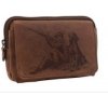 Kožená taška HUNTER na opasek - motiv myslivec a pes III