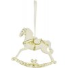 Závesná vianočná dekorácia KONÍK hojdacia polystone biela 12x11x3 cm