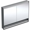 Geberit ONE Zrkadlová skrinka s LED osvetlením, 120x90x15 cm, 2 dvierka, s nikou, vstavaná, matná čierna 505.825.00.7