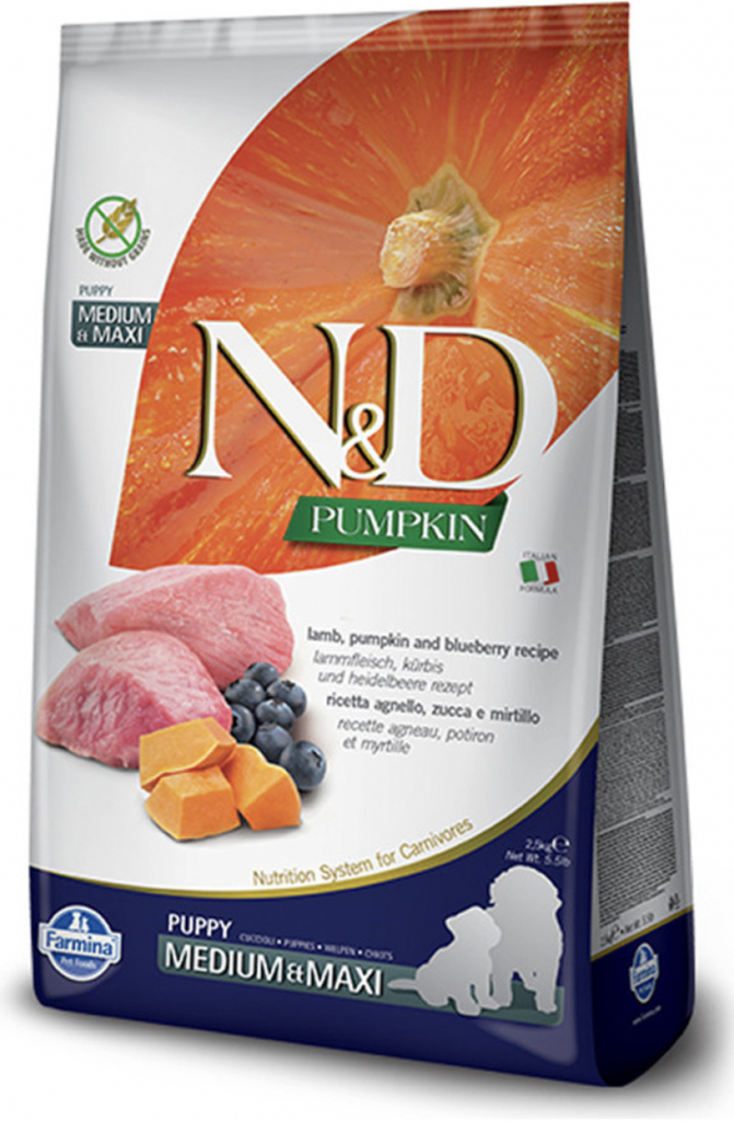 N&D dog GF PUMPKIN Puppy Medium & maxi lamb & blueberry 2,5 kg