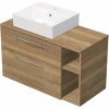 INTEDOOR Kúpeľ.skriňa+umývadl BEE, úchyt chróm, 100cm, regál vpravo, dub Halifax