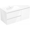 Mexen Orio, kúpeľňová skrinka 100 cm s umývadlom Vela vľavo, 2S, 1D, biela lesklá, 91A13-10047-3-BBFFF00-W23L00