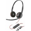 HP Poly Poly Blackwire 3220 Stereo USB-C Headset +USB-C/A Adapter (Bulk) Slúchadlá s mikrofónom Kábel Pres hlavu Kancelária / call centrum USB Typ-A Čierna (8X228A6)