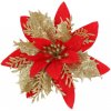 SPRINGOS Vianočná hviezda s klipom 13x13 cm zlato-červená
