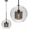 Toolight - Sklenená závesná lampa 30cm 1xE27 60W APP559-1CP, čierna, OSW-09669