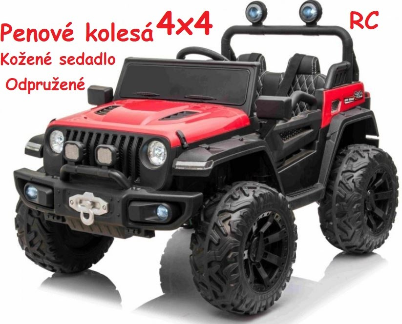 Joko Elektrické autíčko Jeep 4x4 Master Of Terain penové kolesá kožené sedadlo červená