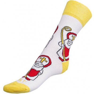 Bellatex veselé ponožky Mikuláš P/8246 bílá žlutá
