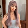 Popolavo ružová dlhá parochňa Michaela s jemnou ofinou