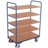 Variofit Vysoký policový vozík, 5 políc, Variofit, úžitková plocha 100 x 60 cm, do 250 kg, modrá/antracit Farba: modrá RAL5010