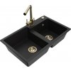 MEXEN/S MEXEN/S - Tomas granitový drez 2-bowl vrátane batérie Duero, čierna 6516-77-671600-50
