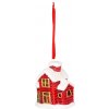 Dekorácia MagicHome Vianoce, Domček, LED, terakota, závesný, 5,5x5x7,2 cm