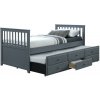 Tempo Kondela Posteľ s prístelkou, 90x200, sivá, AUSTIN NEW