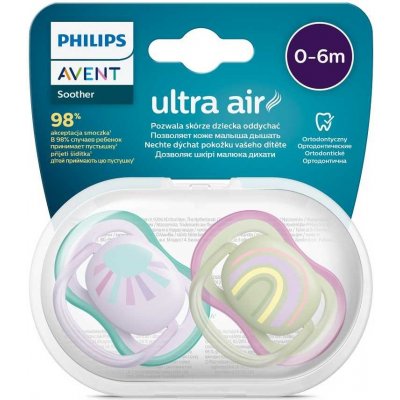 Avent Philips šidítko Ultra air Obrázek duha 2ks ružová