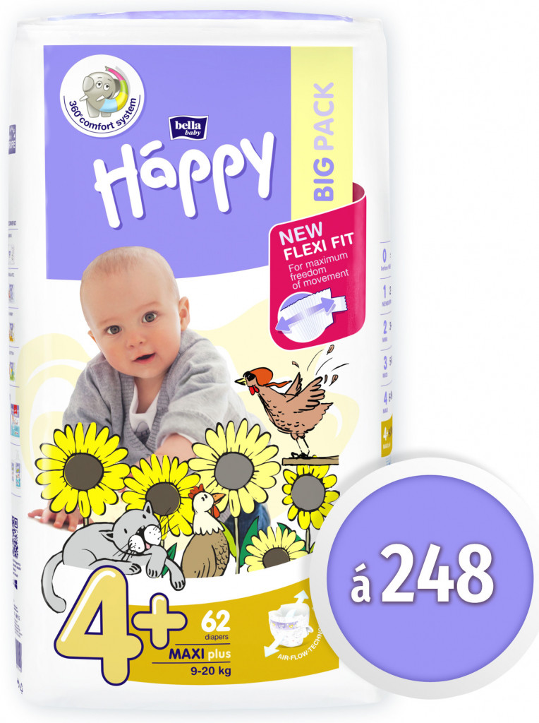 Bella Happy 4+ Maxi Plus 9-20 kg 248 ks