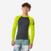 DECATHLON Chlapčenské tričko na surf s UV ochranou 500 sivo-zelené 14-15 r (161-172 cm)