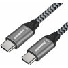 PREMIUMCORD Kabel USB 3.2 Gen 1 USB-C (M/M), bavlněný oplet, 1m