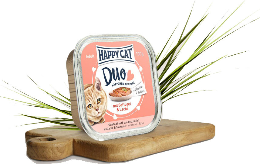 Happy Cat DUO MENU hydina a losos 100 g