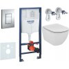 GROHE Rapid SL 6v1 - prvok pre závesné WC, stavebná výška 113 cm + nástenná prípojka + závesné WC Aquablade a Softclose WC sedadlo IDEAL STANDARD Tesi + ovládacie tlačidlo Skate Cosmopolitan (chróm) +