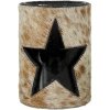 Mars & More Hnedo-biely svietnik z kravskej kože s hviezdičkou - Ø 11,5 * 15,5cm - Mars & More