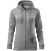 Bicykel na výšku - Mikina dámska trendy zipper s kapucňou - L ( Tmavosivý melír )