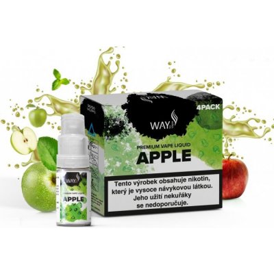 Liquid WAY to Vape 4Pack Apple 4x10ml-0mg (Dokonalá kombinace nakyslého zeleného jablka se sladkými tóny červeného jablka)