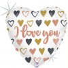 Svet balonku Fóliový balón - Srdce I love you ružovozlaté