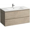 LAUFEN Pro S závesná skrinka s umývadlom s otvorom/s prepadom, 2 zásuvky, 1000 x 500 x 545 mm, svetlý dub, H8619654791041