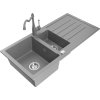 Mexen Andres, granitový drez 1000x500x200 mm, 1,5-komorový a drezová batéria Carla, šedá, 6515-71-670700-71