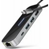 AXAGON HMC-6GLN GLASS 6-in-1 Hub, USB-C 5Gbps, 2x USB-A, USB-C, HDMI 4k/60Hz, RJ-45, PD 100W (HMC-6GLN)
