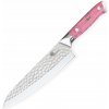 Nôž šéfkuchára Gyuto 210 mm Dellinger Pink Stone Tsuchime Damascus