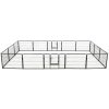 Ohrádka pre psov so 16 panelmi, oceľová 60x80 cm čierna-ForU-275492