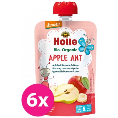 Holle Bio Apple Ant 100% pyré jablko banán hruška 6 x 100 g