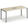 Rokovací stôl PRIMO SQUARE, 180x80 cm, dub prírodný + stolová zásuvka TYP VI, strieborná