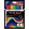 Fixy so štetcovým hrotom pre rôzne šírky čiar STABILO PEN 68 brush - ARTY, sada 18 ks