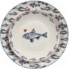 Clayre & Eef Porcelánový dezertný tanier s rybkami Sun Sea And Fish - Ø 20*2cm