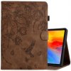AppleKing púzdro s priestorom na karty a motívom kvetov pre iPad mini 6 / mini 7 - hnedé - možnosť vrátiť tovar ZADARMO do 30tich dní
