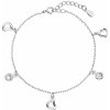 Strieborná náramok s kryštálmi Swarovski elements biela srdiečka 33110.1 krystal