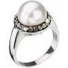 Evolution Group Strieborný perlový prsteň so šedými kryštálmi Swarovski 35021.3 bl.diamond