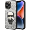Karl Lagerfeld trblietavý pevný kryt (KLHCP14XGFKPG) na iPhone 14 Pro Max - Ikonik so striebornými vločkami