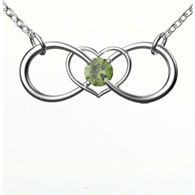 A-B Silver necklace infinity in the shape of a heart with natural Czech moldavite jw AGV1092