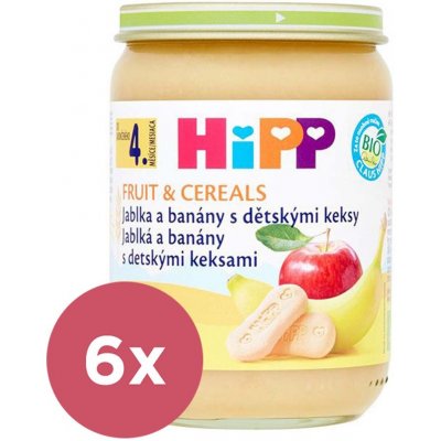 6x HiPP BIO Jablká a banány s detskými keksmi 190 g