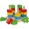Drevená skladačka veža Stacking Toy Eichhorn s 5 rôznymi farebnými tvarmi 21 dielov od 12 mes