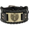 Vintage široký viking náramok Erb jelenia hlava Čierny