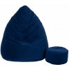 Toffel Sedací vak maxi comfort Velúr 125x95 cm s podnožkou tmavě modrá