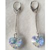 Náušnice na retiazke Swarovski elements srdce dúhové Crystal AB 50mm