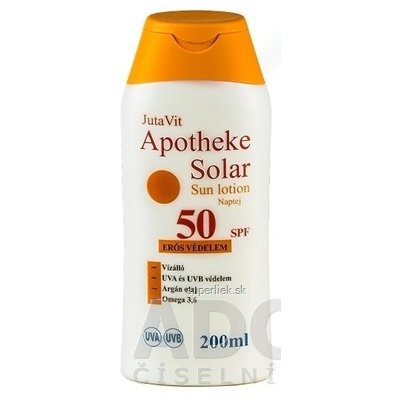 JutaVit Apotheke Solar Sun lotion 50 SPF opaľovacie mlieko 1x200 ml, 5999882716923