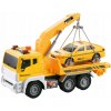 Ťahač s taxíkom 30 cm s efektmi - zotrvačník, svetlá a zvuky, hydraulika an