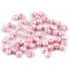 Porcelánové korálky s kvetmi Ø6 mm - ružová (50 ks)